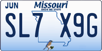 MO license plate SL7X9G