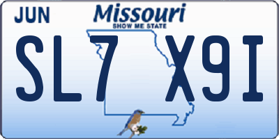 MO license plate SL7X9I