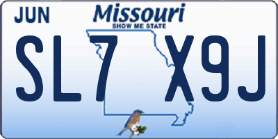 MO license plate SL7X9J