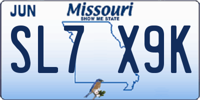 MO license plate SL7X9K