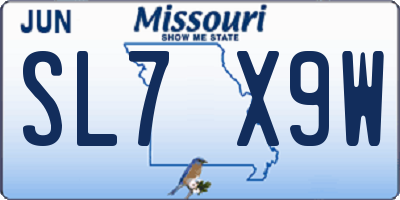 MO license plate SL7X9W