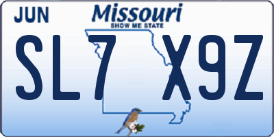 MO license plate SL7X9Z