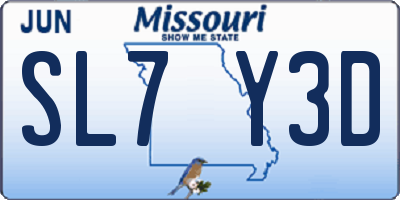 MO license plate SL7Y3D