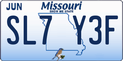 MO license plate SL7Y3F