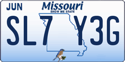 MO license plate SL7Y3G