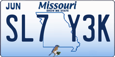 MO license plate SL7Y3K