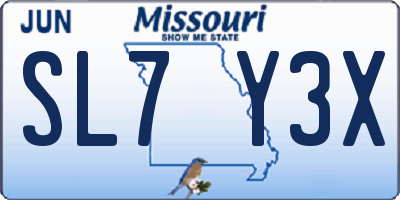 MO license plate SL7Y3X