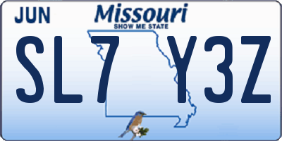 MO license plate SL7Y3Z