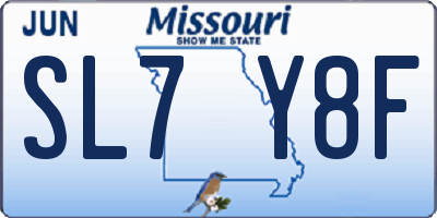 MO license plate SL7Y8F