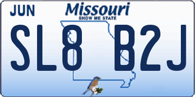 MO license plate SL8B2J