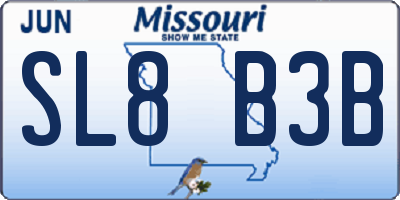 MO license plate SL8B3B