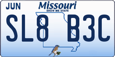 MO license plate SL8B3C