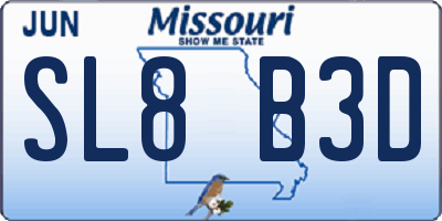MO license plate SL8B3D