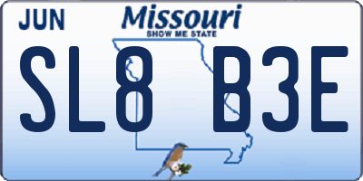 MO license plate SL8B3E