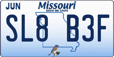 MO license plate SL8B3F
