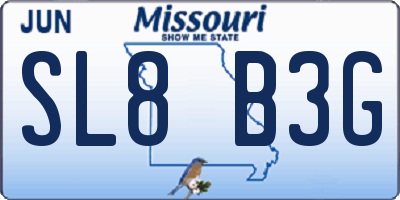 MO license plate SL8B3G