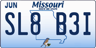 MO license plate SL8B3I