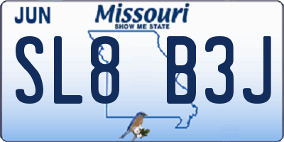 MO license plate SL8B3J