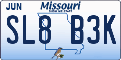 MO license plate SL8B3K