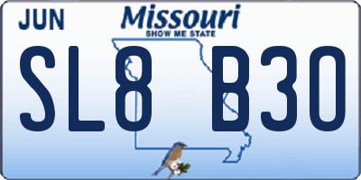 MO license plate SL8B3O