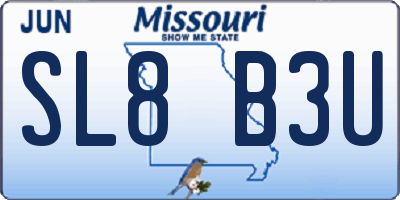 MO license plate SL8B3U