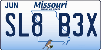 MO license plate SL8B3X