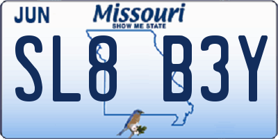 MO license plate SL8B3Y