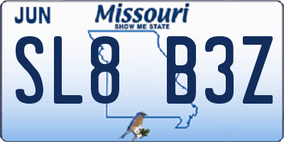 MO license plate SL8B3Z