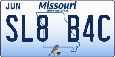 MO license plate SL8B4C