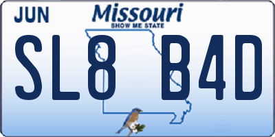 MO license plate SL8B4D