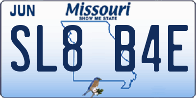 MO license plate SL8B4E