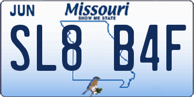 MO license plate SL8B4F