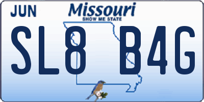 MO license plate SL8B4G