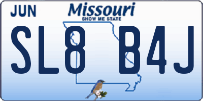 MO license plate SL8B4J