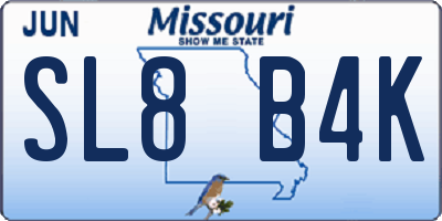 MO license plate SL8B4K