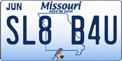MO license plate SL8B4U
