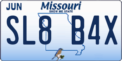 MO license plate SL8B4X