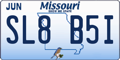 MO license plate SL8B5I