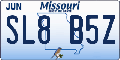 MO license plate SL8B5Z