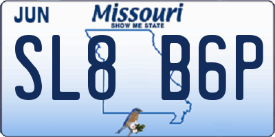 MO license plate SL8B6P
