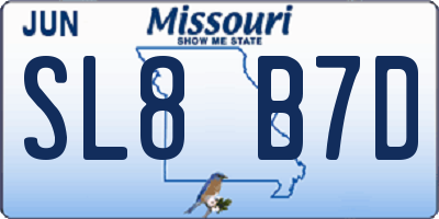 MO license plate SL8B7D