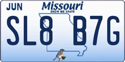 MO license plate SL8B7G