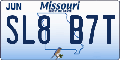 MO license plate SL8B7T