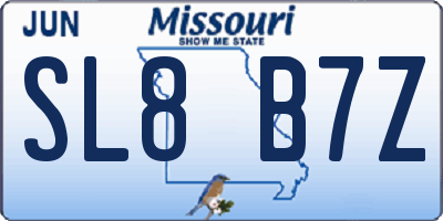 MO license plate SL8B7Z