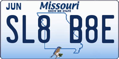 MO license plate SL8B8E