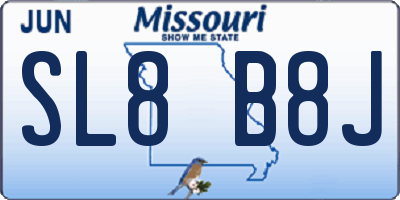 MO license plate SL8B8J