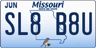 MO license plate SL8B8U