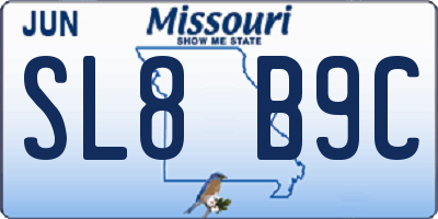 MO license plate SL8B9C