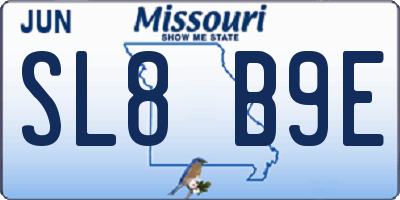 MO license plate SL8B9E