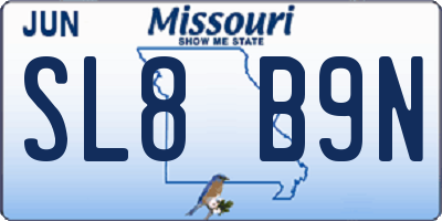 MO license plate SL8B9N